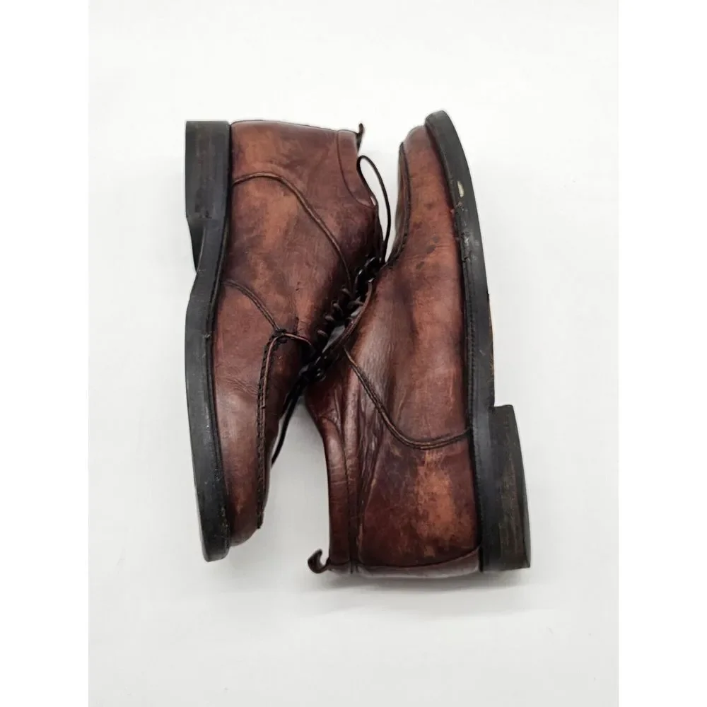 Vintage Kenneth Cole New York Made In Italy Brown Leather Ankle Boots 10 Lace Up